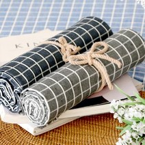 천팜 40수 잉그리드 체크 원단 3color, 네이비