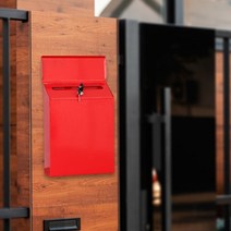포스트박스 우체통 만들기 우체함 우편함 우편물 건의함 art lockable mailbox wallmounted 보증금 제안 drop box 내구성 봉투 서류 집 방 시골 장식, 빨간색