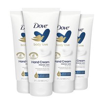 도브 Dove Body Love 모이스처라이징 핸드 크림 거칠거나 건조한 피부용 인텐스 케어 부드럽고 매끄러운 85g(3온스) 4개입 253102, 85g