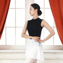 벨라걸스 도비 쉬폰 메탈 랩스커트 발레복, M 화이트