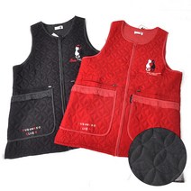 따뜻한 누비고양이 앞치마 (기모안감) 겨울 누빔 지퍼, 레드, 상세페이지 참조