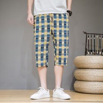 남성냉장고바지 냉동고바지 비치 체크 반바지 벌룬 팬츠