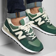 [국내발송] 뉴발란스 New Balance 남성 운동화 574 스웨이드 메쉬 소재 레트로 유니섹스 그린 러닝화 런닝화 U574FG2