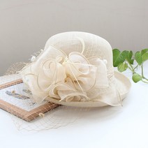 Baiwife 미주 분위기 마 꽃 우아 연회 예모 봄 가을 순색 롤업 차양 모자 여성 야외 자외선 차단 대야 모자