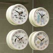 팀브로스 귀여운 디자인 욕실 흡착 방수 시계 벽시계, 고래
