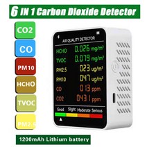 라돈 측정기 방사능 공기질 6In 1 PM2.5 PM10 HCHO TVOC CO 다기능 대기 질 모니터 휴대용 이산화탄소 검, 01 6 in 1 White
