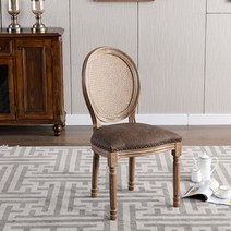 엔틱의자 라탄 빈티지 원목 식탁 카페 다이닝체어, 브라운 가죽, 1개