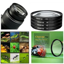 58mm 캐논 eos 300d 350d 400d 450d 500d 550d 600d 650d 700d 750d 18 55mm 렌즈 용 필터 세트 및 케이스 (+ 1 + 2 +, 1개, 단일
