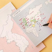세계 한국 A5 점착 대사이즈 메모패드 50매 지도 빅, 세계지도