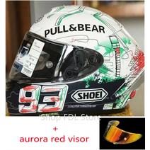 카본헬멧 SHOEI x 14 풀 페이스 오토바이 헬멧 모터사이클 그래피티 안전모, 02 aurora red visor_03 L