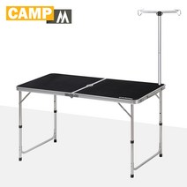 CAMPM 캠핑 테이블 높이조절 접이식 용품 야외 일체형 초경량 미니 간이 폴딩 휴대용 식탁 보조 좌식 이동식 120 낚시 좌판 알루미늄 캠핑테이블 Y_30 60X120X55-70, 블랙