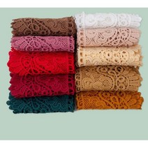 프리미엄 자수 원단 레이스 펀칭 천 치마 리폼 면 줄 의류 웨딩 부재료 스커트 밑단 DIY, 네이비컬러91cm, 1개