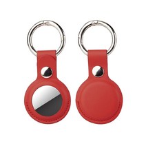 티엔피 에어태그 전용 레더 가죽 키링 홀더 케이스, 레드