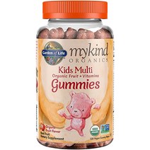Garden of Life mykind Organics Kids 구미 비타민 - 과일 인증된 유기농 비 GMO ampamp 비건완전 어린이 멀티 B12 C D3 글루텐 간장 유제품, [01] 체리