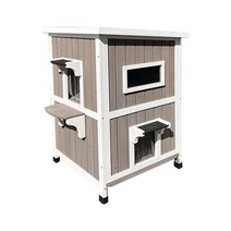 폼내서 실외고양이집 실외 고양이 야외 고양이집 숨숨집, 사다리가 있는 회색 하나의 크기는 모두 맞는