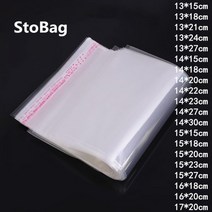 선물 포장 박스 StoBag 100pcs 투명 플라스틱 자체 접착 가방 천 양말 보석 액세서리 사탕 가방 홈 장식 OPP 쿠키 가방, 14x18cm14x15cm 사용