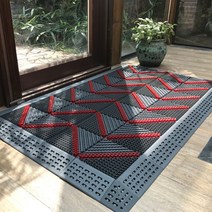 카디매트 상가 매장 회사 관공서 학교 발매트 출입구 솔매트 발판 90x150cm, B형 레드 스트라이프 90x150cm