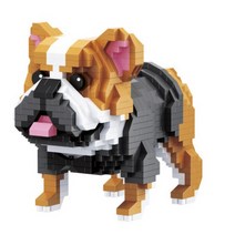 조립완구 강아지 프라모델 만들기 4종 KC인증 핸드메이드 블럭 불독 모형 제작, 프라모델블럭 웰시코기