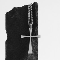 블리브 심플한 십자가 펜던트 써지컬스틸 목걸이