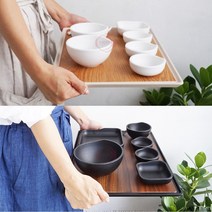 논슬립 엔틱 감성 사각 오봉 고급 우드쟁반 트레이, 옐로우 대