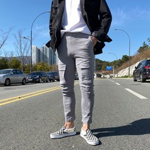 간빠레 남자 앞카고 포켓 밴딩 슬림 스판 면바지 카고바지
