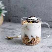 MAKA 내열유리 카페유리컵 롱머그컵, 1p, 손잡이컵 430ml(M04)