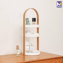 M컴퍼니 화장대 트레이 원형 화장품정리함 3단 선반 정리대 향수 진열대 [19x50] 화이트+우드 셔플 메이크업 화장품 정리함 립스틱 보관함 [VH75-F960m], 195*500 (mm), 1개