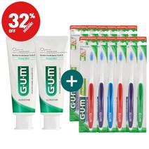32%할인 GUM 검 교정 칫솔 V커팅 (124) 12개입 치약 2개 세트, 124칫솔 12개+GUM130G치약 2개