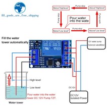 미니양수기 2 in 1 펌프 부어 물 자동 컨트롤러 DC 12V 액체 레벨 센서 스위치 릴레이 모터 물고기 탱크 Waterhouse Irriga, 한개옵션0