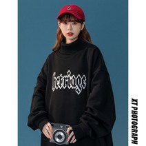 HXT 레이어드 기모 맨투맨 가을겨울 여성 니트 반폴라 긴팔티 롱박스티 풀오버