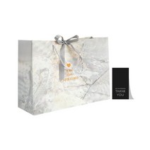 27리빙 선물 쇼핑백 10p+감사 스티커 10p, 특대, 05대리석 실버리본