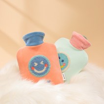 덕구마켓 스마일 보온 물주머니 찜질주머니 보온팩 찜질팩 온수주머니, 오렌지, 1000ML