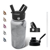BJPKPK 스테인리스 스틸 보온병 빨대 포함 27 oz 화이트 비취109397, 40oz(1200ml), Carrara Marble