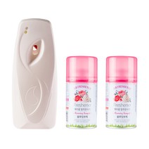 묻따 화장실 타이머 방향제 자동 분사기 실내용 업소용, 블루밍부케, 분사기(광센서)+향캔2개