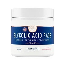 얼굴용 글리콜산 패드 Windsor Botanicals 20% AHA 피부 재생용 화학 각질 제거 얼굴 패드 각질 제거 패드 얼굴 필 미리 적신 각질 제거 패드 토너 물티슈 60개, Glycolic Acid only