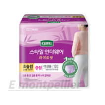 디펜드 여성용 스타일 언더웨어 라이트핏 성인기저귀 초슬림 대형 성인기저귀/패드, 300ml/New중형, 2개입, 10개