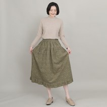 애비뉴투지 엄마옷 잔꽃 순 면 여성 봄 가을 겨울 허리밴드 주머니 프릴 홈 골덴 치마 S11155 50대 60대