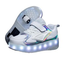 바퀴달린신발 바퀴 롤러 슈즈 신발 운동화 이 스케이트 2 led usb 충전식 야광, 하얀, 3. 4