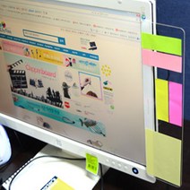컴퓨터 모니터 메모 판 부착 보드 투명 패드 포스트잇 아크릴 시트 데스크 홀더 게시판 멀티 아트 사인 일정 표시 알림 꽂이 카피 정리 위 옆 아래 공간 활용 심플 디자인 주변 용품, 타입, 블랙