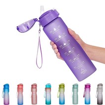 NOOFORMER 680.4g(24온스) / 946.4ml(32온스) 동기 부여 물병 타임 마커 및 빨대 포함 - 워터 트래커 병 누출 방지 BPA 프리 피트니스 스포츠 야외, A8-32oz-Purple