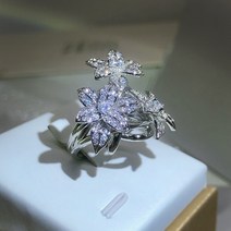 담수진주 2022 배 모양 지점 꽃 지르콘 반지 여성 패션 다이아몬드 빅사이즈 대형 파티 생일 선물