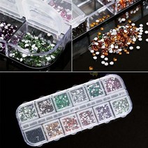 12Gird Box 멀티 사이즈 AB/컬러풀 핫픽스 라인석 플랫백 크리스탈 다이아몬드 보석 3D 반짝이 네일 아트, 23 ZB05-1H