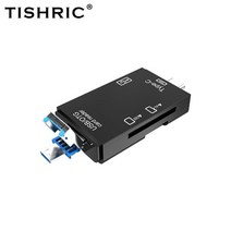 카드리더기 usb sd card TISHRIC-6 인 1 카드 리더기 외부 U 디스크 TF SD 키보드 마, 02 Black