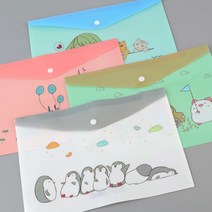 귀여운 디자인 똑딱이 A4 파일백 계약서화일 파일철 증권파일