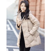겨울 여성경량롱패딩 누빔 점퍼 코트 후드 오리 다운코트 초 깃털 재킷 가 미드 캐주얼 파카