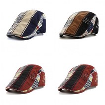 면 체크 가죽 사이즈 조절 버클 헌팅캡 중년남성모자