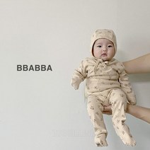 빠빠 브라운꽃배넷3종(슈트+레깅스+보넷)