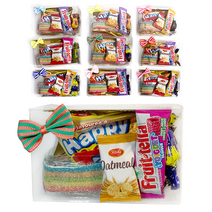 꼼꼼파티 어린이집 구디백 생일 답례품 학원 회사 단체 간식 10개, 간식 6p + 네임스티커 2종