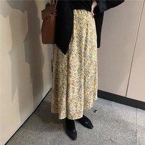 슬림 쉬폰 꽃무늬 롱스커트 데일리치마 캉캉 QB027