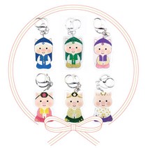 돼지보석십자수 아크릴키링, 돼지아씨(분홍), 1개